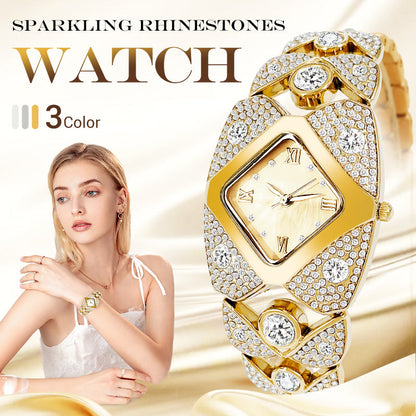 ✨🕰️Women's Retro Quartz Watch with Sparkling Rhinestones