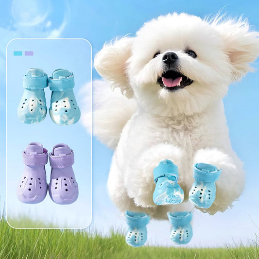 Breathable Glow-in-the-Dark Pet Shoes with Cut-out Design & Hook-and-Loop Closure for Small to Medium Dogs