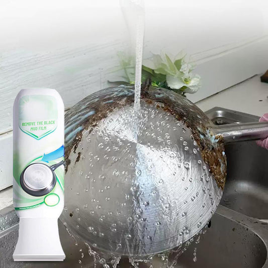 ⏰Burnt Residue Remover Mud Film - Dissolves Stubborn Carbonized Grease in 5 Mins, Non-Toxic & No Scrubbing Needed 🍳📦