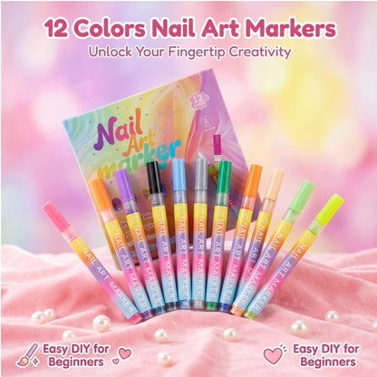12-Color Nail Art Marker Pen Set